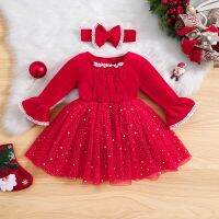 Beqeuewll Kids Girls Dress Christmas Clothes Lace Trim Sequins Stars Moon Layered Tulle Flare Dress Party Dress With Headband