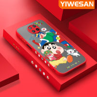 YIWESAN เคสสำหรับ Xiaomi Mi POCO F2 Pro Redmi K30 Pro POCO X2 POCO F2การ์ตูนดินสอสีชินจันบางมีน้ำค้างแข็งโปร่งใสแข็งขอบสี่เหลี่ยมกันกระแทกรูปแบบปลอกซิลิโคนคลุมทั้งหมดเคสนิ่มป้องกัน