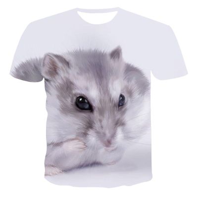 2022 3D Mens New Women Rodent Hamster Cute Print T-Shirt Funny Cheek Animal Comfortable Round Neck Top