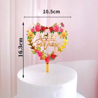Creative Acrylic Cake Topper Happy Birthday Wedding Cake Toppers Baby Shower Party Cupcake Topper Happy Anniversary Cake Decorations