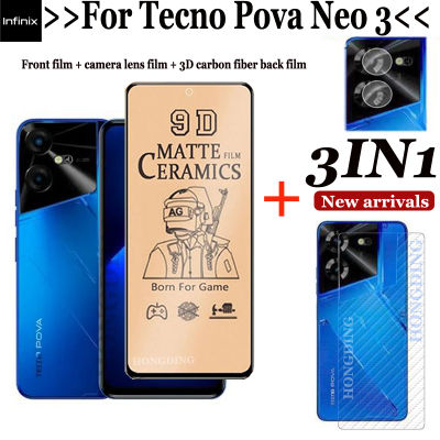 3in 1เซรามิกเคลือบปกป้องหน้าจอสำหรับ Tecno Pova Neo 3กระจกเทมเปอร์ฟิล์มเลนส์ Tecno Pova Neo 3ฟิล์มด้านหลัง