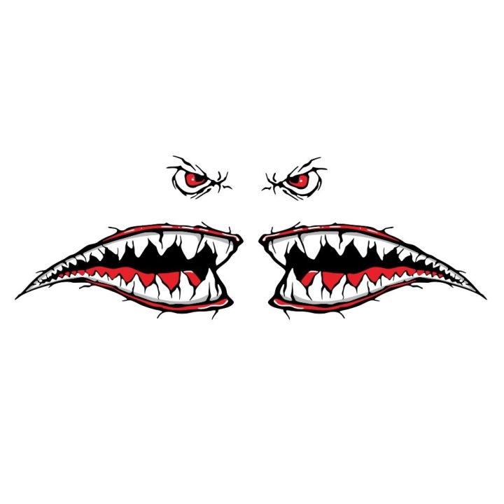 Doordash Cartoon Shark Mouth Feeth Decals Waterproof Car Stickers ...