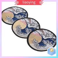 LIAOYING 3pcs รีดบน แพทช์ญี่ปุ่น 9ซม. ค่ะ เดอะเกรทเวฟออฟ แพทช์คานากาว่า เย็บบนป้าย 3.5นิ้วค่ะ แพทช์ The Great WAVE OFF งานฝีมือเสื้อผ้า DIY