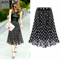 【CW】 Women  39;s Tulle Dot Pleated Skirt Skirts Womens Korean fashion Flared