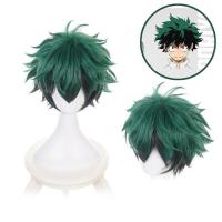 อะนิเมะฮีโร่ของฉัน Academia Deku izuku midoriya สีเขียวสีดำไล่โทนสีฮาราจูกุคอสเพลย์วิกผม