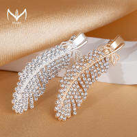 2021MUZHI New Arrival 1PCS Leaf Feather Hair Clip Hairpins For Women Rhinestone Fashion Headband Female Wedding Party Accessories