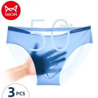 【CW】 3pcs 120S Silk Men Briefs Ultra thin Translucent Men  39;s Panties piece Seamless Shorts Male New