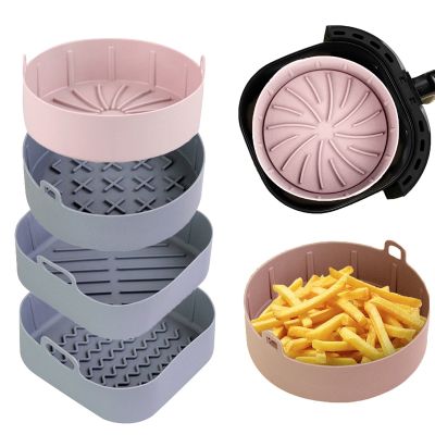 Reusable Airfryer Silicone Basket Pot To Oven Baking Tray Round Pizza Plate Grill Pan Air Fryer Accessories