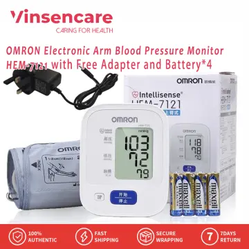 Omron HEM 7143T1A Digital Bluetooth Blood Pressure Monitor with Cuff  Wrapping Guide & Intellisense Technology For Most Accurate Measurement  (Adapter