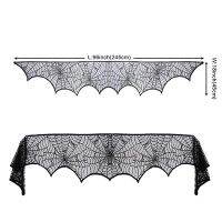 ฮาโลวีนตกแต่ง Lace Spider Web ผ้าปูโต๊ะสีดำตาราง Runner เตาผิง Mantel ผ้าพันคอสำหรับ Party Party อุปกรณ์ตกแต่ง