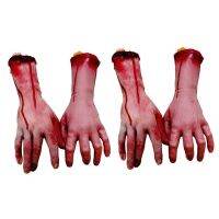 2X Bloody Horror Scary Halloween Prop Fake Severed Life Size Arm Hand House 22-23cm