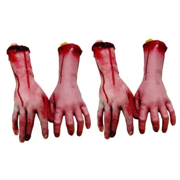 2X Trick Props Prosthetic Hand Halloween Fake Hand Bloody Broken Arm  Halloween