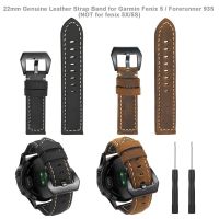 ☂﹉ 22mm Genuine Leather Strap Smart Watch Wrist Band Strap for Garmin Fenix 5/Fenix 5 Plus/Forerunner 935/Quatix 5(NOT Quick Fit)