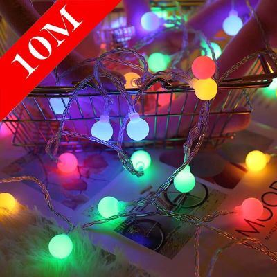 2M 5M 10M Cherry Balls LED Fairy String Lights Battery USB Operated Garland New Year Wedding Christmas Decoration Outdoor Room