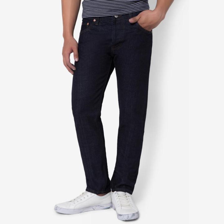 golden-zebra-jeans-กางเกงยีนส์ขาเดฟผ้าดิบ-ริมแดงสีน้ำเงิน