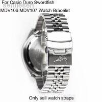 ดั้งเดิม2023♟สายนาฬิกา Casio เหล็กสำหรับนักดำน้ำหอยนางรมรูปดาบ MDV106 MDV107เปลี่ยนสายรัดข้อมือขนาด22มม.