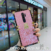 JieFie เคสโทรศัพท์สำหรับ OPPO A5 2020 / OPPO A9 2020,เคสกันกระแทกชุบโครเมียมสี่เหลี่ยมลายผงแฟลชหรูหรา