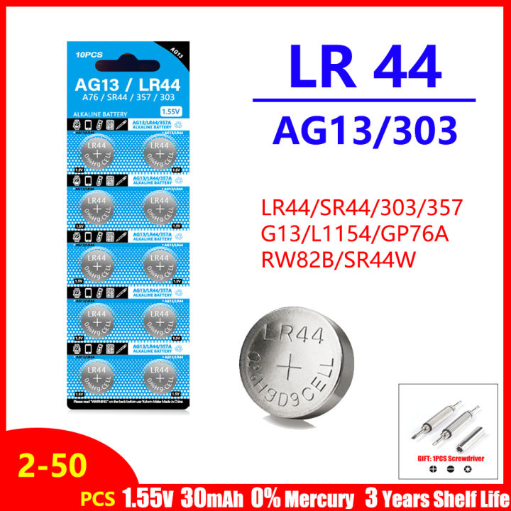 5 Pcs LR44 AG13 303 357 A76 L1154 1.5V Button Cell Watch Batteries
