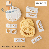 【Freedome】 9ชิ้น/เซ็ต DIY Halloween pumpkin Ghost บิสกิตคุกกี้แม่พิมพ์ฟักทองอบเครื่องมือ