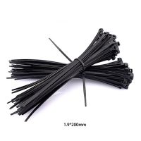 100 pcs/lot 1.9x200 Black White Width Nylon Cable Ties Wraps Self-Locking Strong Cable Strap International Standards