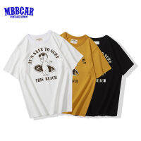 MBBCAR เสื้อยืดแขนลำลองขาสั้นสำหรับผู้ชายสไตล์มหาลัย230กรัม,เสื้อยืดพิมพ์ลายการ์ตูนญี่ปุ่นท่องภาษาอังกฤษย้อนยุค