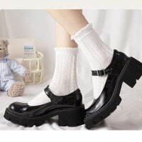 1 Pack of Cute Jk Style High Neck Socks with White Lace and Ruffles - xin