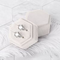 ™ 1pc-Velvet Double Ring Box Hexagon Wedding Ceremony Ring Box with Detachable Lid Box