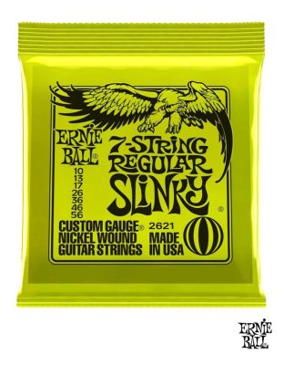 ERNIE BALL  2621 สายกีตาร์ไฟฟ้า 7 สาย เบอร์ 10 ของแท้ 100% รุ่น 7-String Regular Slinky (.010 - .056), P02621 ** Made in USA **