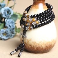 Handmade Black Bracelets Natural Stone 108 Prayer Mala Beads Necklace Bracelet Suitable for Men Women Jewelry Decor 6mm