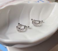 goodgift_station-ear bone stud 925 silver earrings จิวต่างหูด้านหน้าเป็นรูปหัวใจประดับเพชร