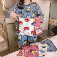 COD SDFGDERGRER Sesame Street Long-sleeved Pajamas Set Female Cute Cartoon Casual Home Service Suit