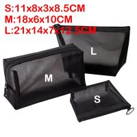 3pcs/set New Mesh Transparent Cosmetic Bags Small Large Clear Black Makeup Bag Portable Travel Toiletry Organizer Lipstick Storage Pouch