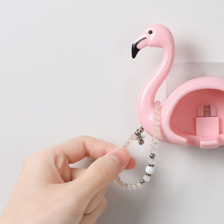 flamingo-cat-wall-mounted-toothbrush-rack-punch-free-multifunctional-toilet-sundries-holder-bathroom-storage-shelf-accessories-bathroom-counter-storag
