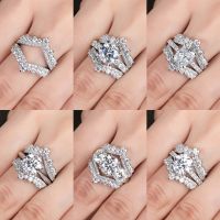 AnuJewel 3mm D Color Moissanite Heart Shape Wedding Bands 18k Gold Plated 925 Sterling Silver Bridal Ring Set For Girls Jewelry