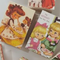 100pcs Vintage Textured Paper Material Paper Cute Fairy Tales Printing Retro Memo Pads Notes Scrapbooking Diary Junk Journal DIY
