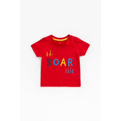 เสื้อยืดเด็กผู้ชาย Mothercare red ad-roar-able t-shirt ZC442