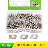 M3 M4 M5 2020 Series Aluminum Profile Connector T-nut T Nuts Set 65/150 Pcs Nickel Plated Hammer Head Nut Tools Kit for T-slot Hand Tool Parts Accesso