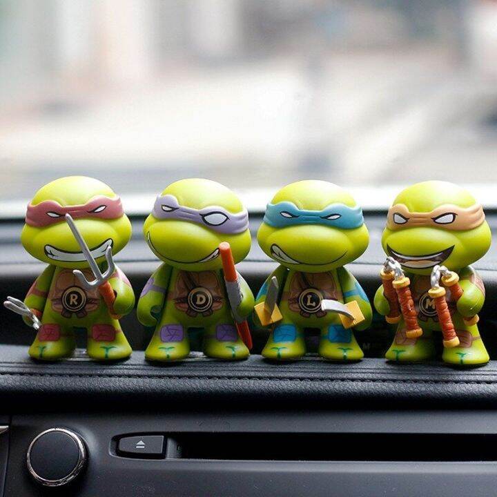 รูปเต่าอนิเมะนินจาวัยรุ่นกลายพันธุ์4ชิ้นเครื่องประดับรถตุ๊กตารูป-tmnt-รุ่น-q-อุปกรณ์เสริมที่สร้างสรรค์ทำด้วยมือของเล่นสำหรับตกแต่ง