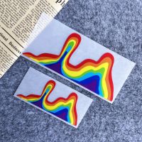 JDM Liquid Rainbow Side Fluid Effect Reflective Car Sticker Auto Body Window Glass Rear Tail Trunk Motorcycle Scooter Decals Decals  Emblems