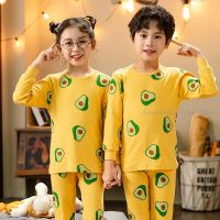 Autumn Cute Avocado Print Pajama Sets Kids Baby Girl Sleepwear Cotton Pajamas For Childrens Clothing Winter Teen Boy Pijama Set