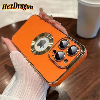 HEXDRAGON สีทึบหรูหราCDแผ่นดิสก์โลโก้หลุมหนังPU เคสนุ่มไอโฟน Apple IPhone 14 13 12 Pro Max 14โปรแม็ก 13 โปร แม็ก14 พลัส เคสฝาหลังพร้อมเคสโทรศัพท์แบบกระจก