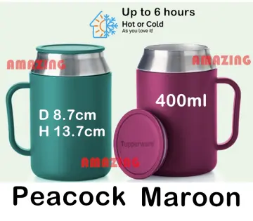 New TUPPERWARE Insulated Thermal Flask / 14-oz Thermos w/ Strainer ~  Peacock