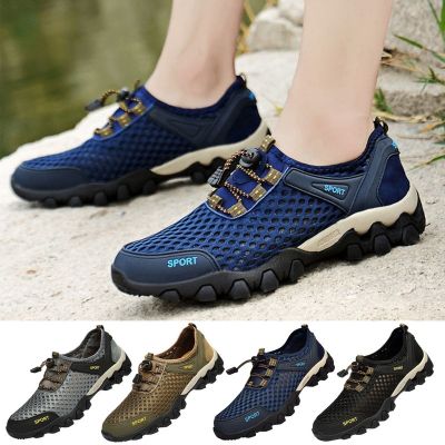 Mens Sneakers Breathable Mesh Shoe Mens Outdoor Non-Slip Hiking Shoes Summer Casual Shoe for Men Fashion Creek Trekking Shoes