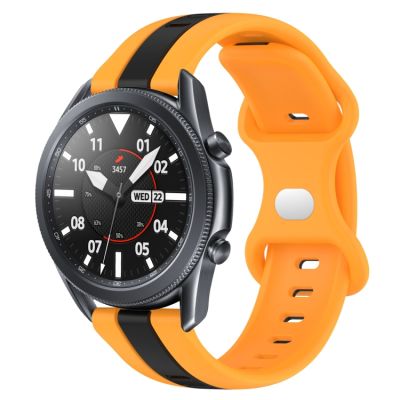 สำหรับ Samsung Galaxy Watch3 45มม. 22มม. ตัวล็อกแบบผีเสื้อแถบสองนาฬิกาซิลิโคนสี