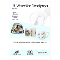 100 Sheets A5 Clear Waterslide Decal Paper Inkjet Water Transfer Printing Paper for Cup Mugs Transparent Water Slide Decal Paper