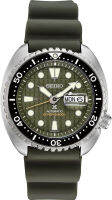 Seiko Mens Prospex Stainless Steel Automatic Self Winder Diving Watch with Silicone Strap, Green, 22 (Model: SRPE05)