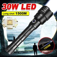 Super Powerful LED Flashlight 30W Rechargeable Torch Light 1500M Long Shot Lantern High Power LED Flashlight Zoomable Hand Lamps Rechargeable  Flashli