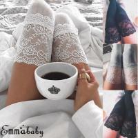 【jw】♣✺  Meias de coxa alta para mulheres meias sobre o joelho algodão longo com renda quente sexy inverno