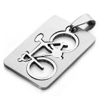 Stainless Steel Mens Bike Pendant Necklace, 58cm silver chain