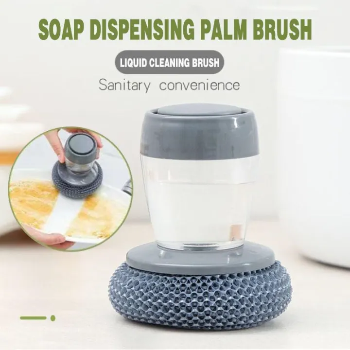 Kitchen Soap Dispensing Palm Brush Washing Liquid Dish Brush Soap Pot